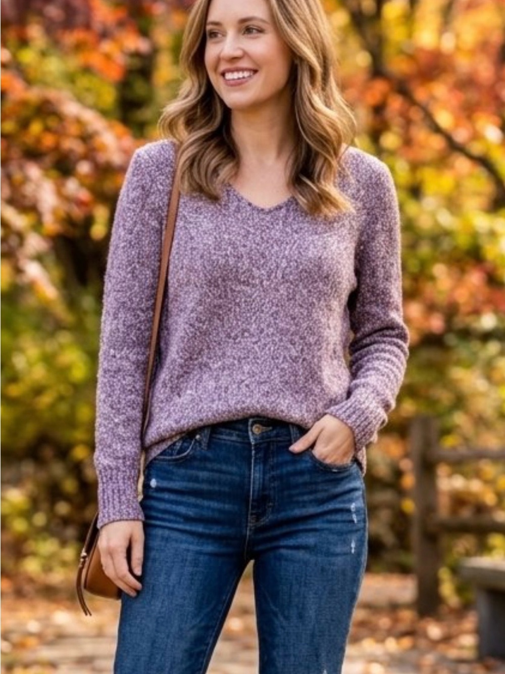 LOFT Lavender Marled Scoop Neck Sweater